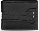 CERRUTI MENS LEATHER WALLET IN CROCO & PLAIN 110X90MM, BLACK